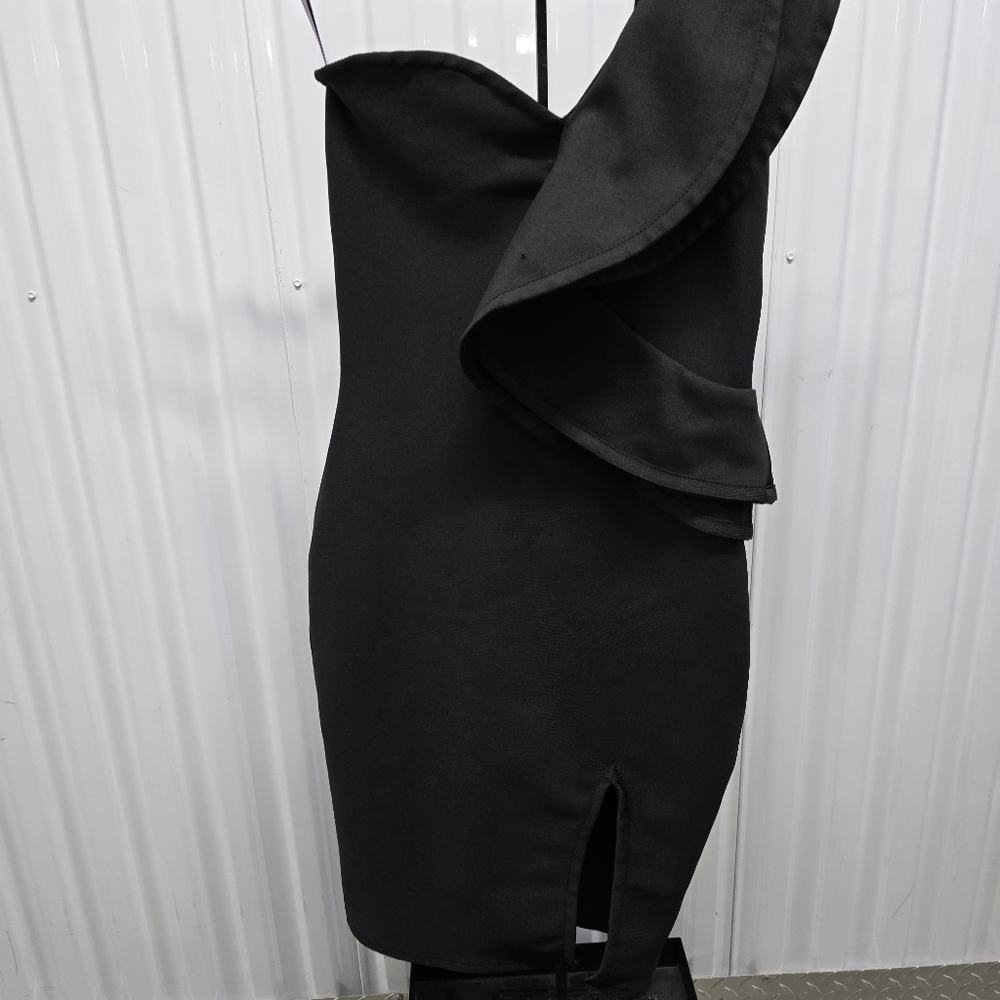 Women's One Shoulder Side Split Celebrity Cocktail Party Bandage Dress - Picture 3 of 9